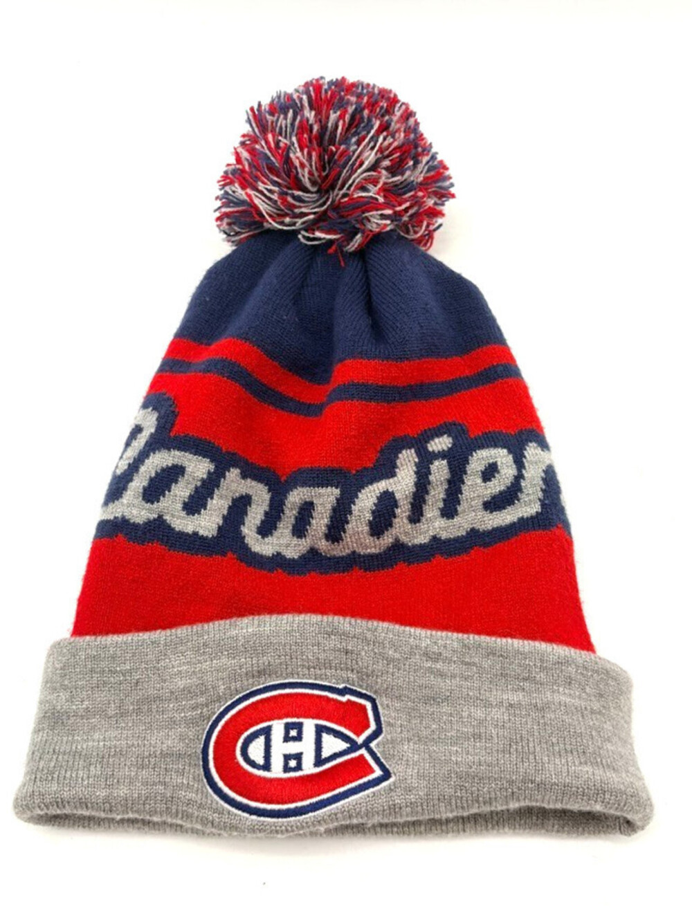 Montreal Canadians Cuffed Beanie with Pom Red & Blue